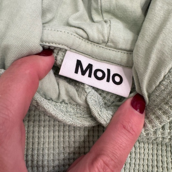 Molo Minelli Mint Waffle Knit Sweatshirt with Hood - Picture 4 of 9